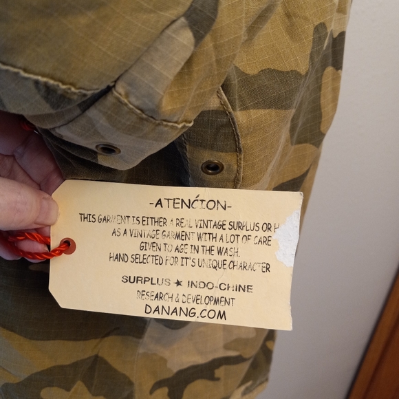 Da-Nang Silk Blend Distressed Camo Military Style Cropped Utility Jacket - Picture 13 of 13